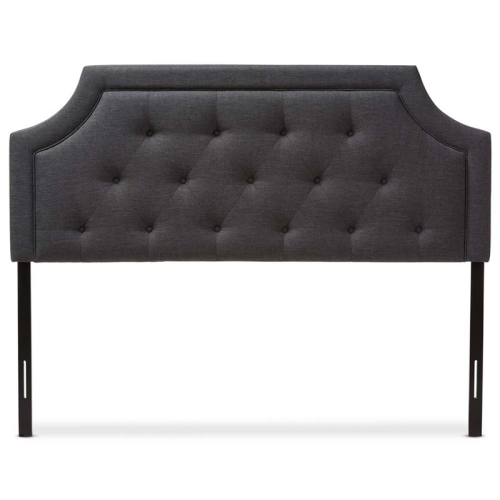 Bowery Hill Modern Fabric Tufted Queen Headboard in Dark Gray