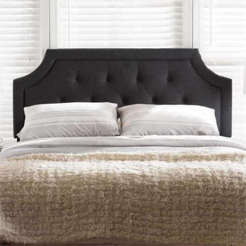 Bowery Hill Modern Fabric Tufted Queen Headboard in Dark Gray