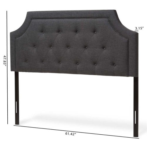 Bowery Hill Modern Fabric Tufted Queen Headboard in Dark Gray