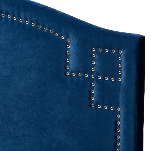 Baxton Studio Aubrey Velvet and Wood Twin Headboard in Royal Blue