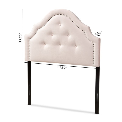 Bowery Hill Tufted Velvet and Wood Twin Headboard in Light Pink