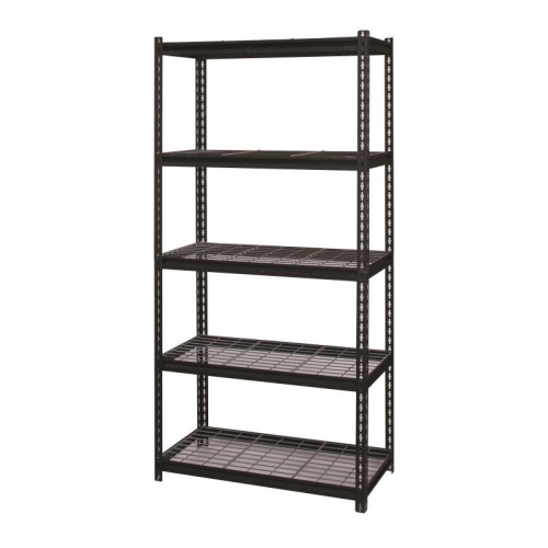 HIRSH INDUSTRIES LLC  Iron Horse 2300 Riveted Wire Deck Metal Shelving 5-Shelf 18Dx36Wx72H In Black