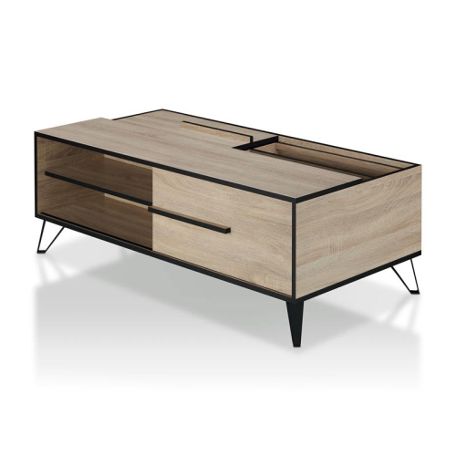 FURNITURE OF AMERICA  Evermore Modern Wood Storage Coffee Table In Natural Oak