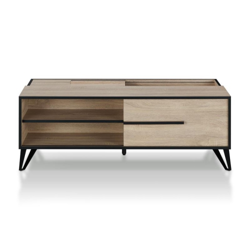 Furniture of America Evermore Modern Wood Storage Coffee Table in Natural Oak