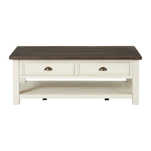 Martin Svensson Home Monterey Wood 2 Drawer Coffee Table Cream White and Brown