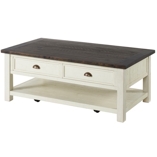 Martin Svensson Home Monterey Wood 2 Drawer Coffee Table Cream White and Brown