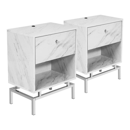 FURNITURE OF AMERICA  Lyn Wood End Table With USB Port In White (Set Of 2)