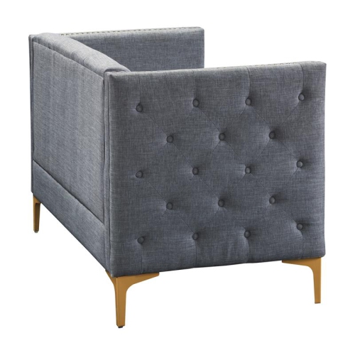 Furniture of America Lodd Contemporary Fabric Tufted Loveseat in Light Gray