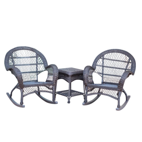 Jeco 3 Piece Wicker Conversation Set in Espresso