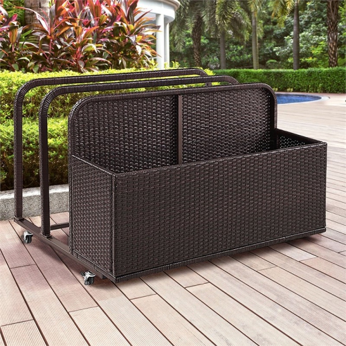 Crosley Palm Harbor Coasta Wicker / Rattan Patio Float Caddy in Brown