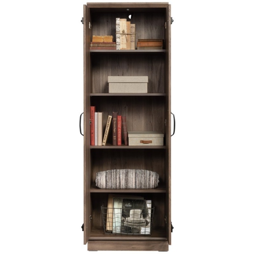 Pemberly Row 2-Barn Door Engineered Wood Narrow Storage Cabinet in Salt Oak