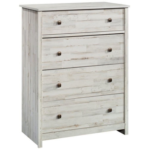 Sauder River Ranch Engineered Wood 4 Drawer Chest in White Plank