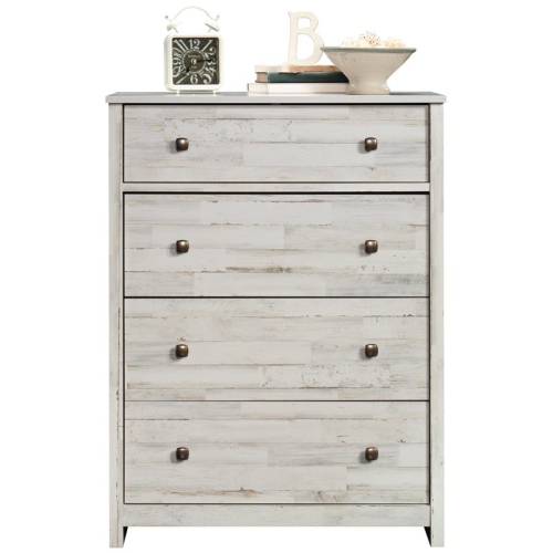 Sauder River Ranch Engineered Wood 4 Drawer Chest in White Plank