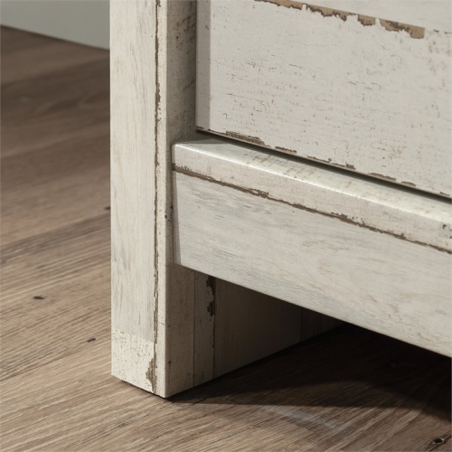 Pemberly Row 6 Drawer 50.5" Rustic Wooden Dresser in White Plank