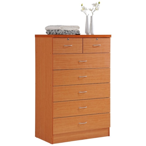 HODEDAH  7 Drawer Chest With Locks On 2 Top Drawers In Cherry Wood