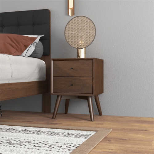 Francesca Mid Century Modern Walnut Nightstand Bed Side Tables with 1 Drawer