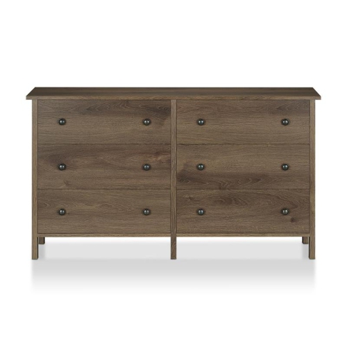 FURNITURE OF AMERICA  Reyes Rustic Wood 6-Drawer Dresser In Distressed Walnut