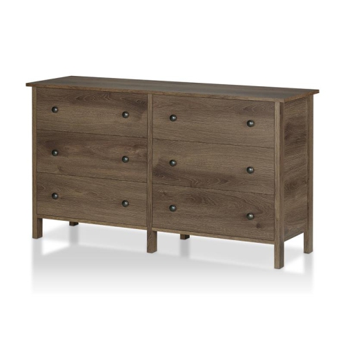 Furniture of America Reyes Rustic Wood 6-Drawer Dresser in Distressed Walnut