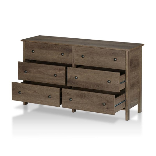 Furniture of America Reyes Rustic Wood 6-Drawer Dresser in Distressed Walnut