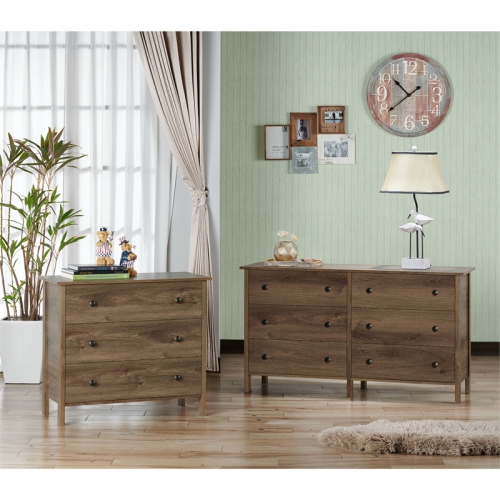 Furniture of America Reyes Rustic Wood 6-Drawer Dresser in Distressed Walnut