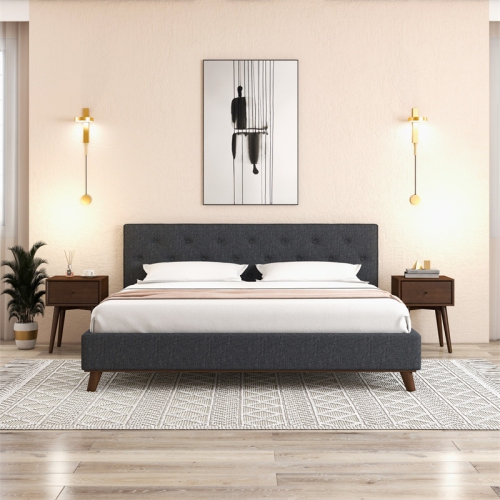 Cooper Mid Century Modern Walnut Nightstand Bed Side Tables with 1 Drawers