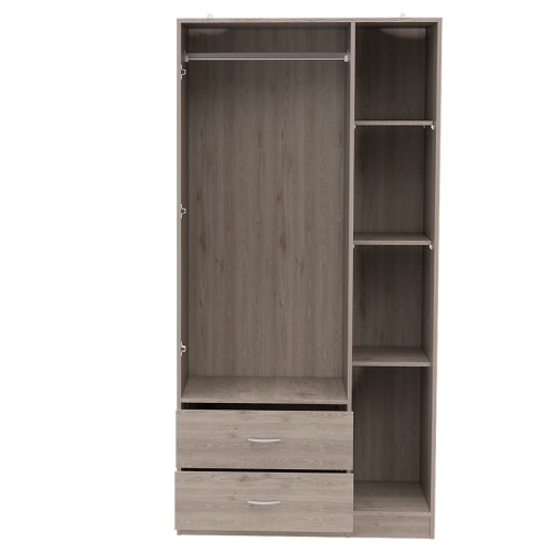 TUHOME Austral 3 Door Armoire Engineered Wood Armoires in Gray