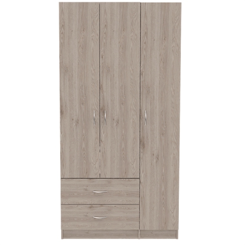 TUHOME Austral 3 Door Armoire Engineered Wood Armoires in Gray