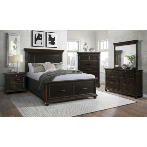 Picket House Furnishings Brooks 3-Drawer Nightstand with USB Ports in Black