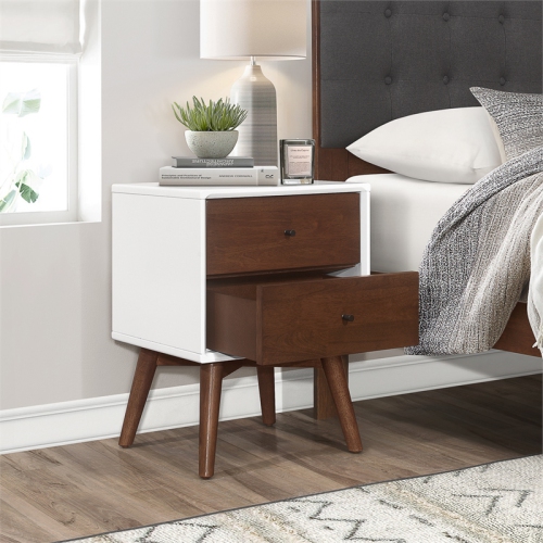 Francesca Solid Wood Frame White Nightstand Bed Side Tables