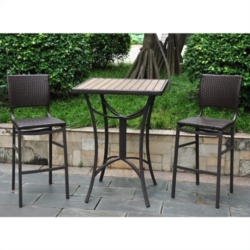 Pemberly Row 3 Piece Patio Pub Set in Chocolate