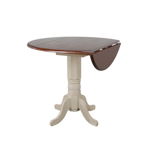 Sunset Trading Andrews 3PC 42" Round Extending Dropleaf Pub Table Set White Wood