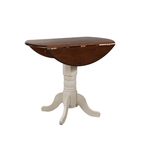 Sunset Trading Andrews 3PC 42" Round Extending Dropleaf Pub Table Set White Wood