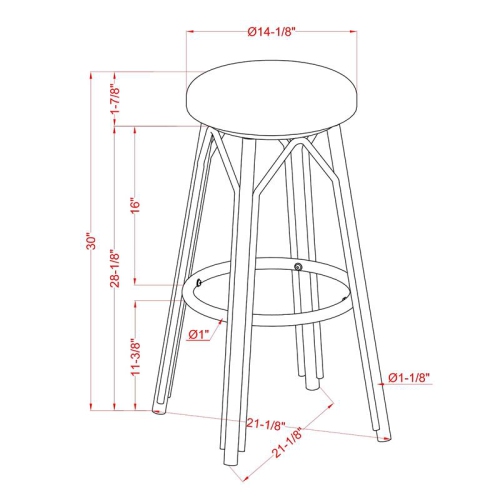 Tabouret de bar de patio de 30 po en aluminium Binde Furniture of America en gris