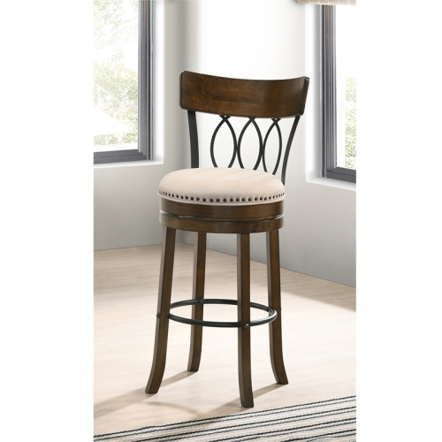 FURNITURE OF AMERICA  Beka Wood 29-Inch Swivel Bar Stool In Oak (Set Of 2)