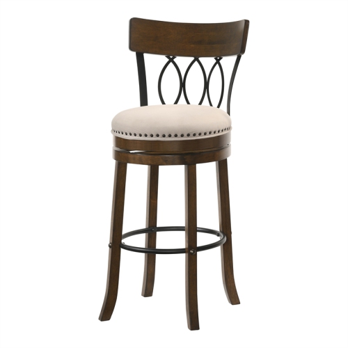 Furniture of America Beka Wood 29-Inch Swivel Bar Stool in Oak