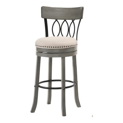 Furniture of America Beka Wood 29-Inch Swivel Bar Stool in Light Gray