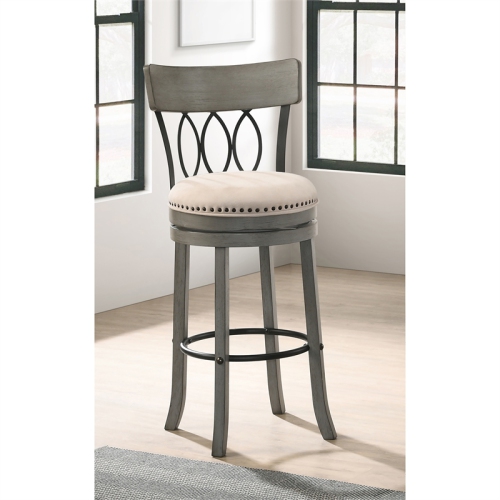 Furniture of America Beka Wood 29-Inch Swivel Bar Stool in Light Gray