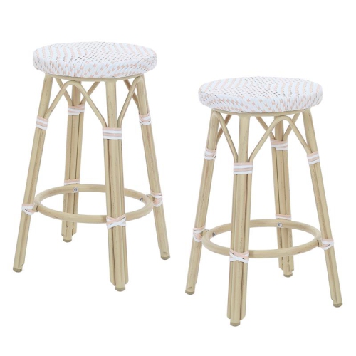 FURNITURE OF AMERICA  Binde Aluminum 26-Inch Patio Barstool In (Set Of 2) In White