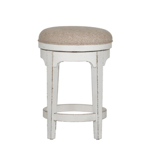 PEMBERLY ROW  Traditional Wood Console Swivel Stool In In White