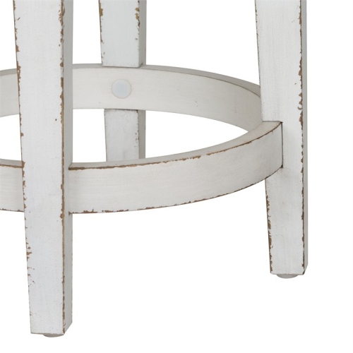 Pemberly Row Traditional Wood Console Swivel Stool in White