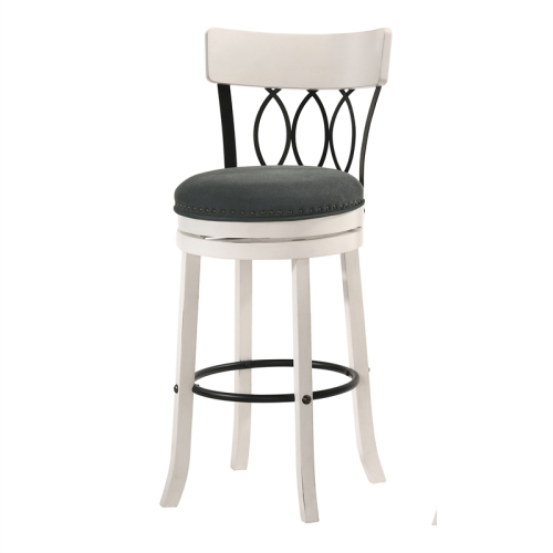 Furniture of America Beka Wood 29-Inch Swivel Bar Stool in Sea White
