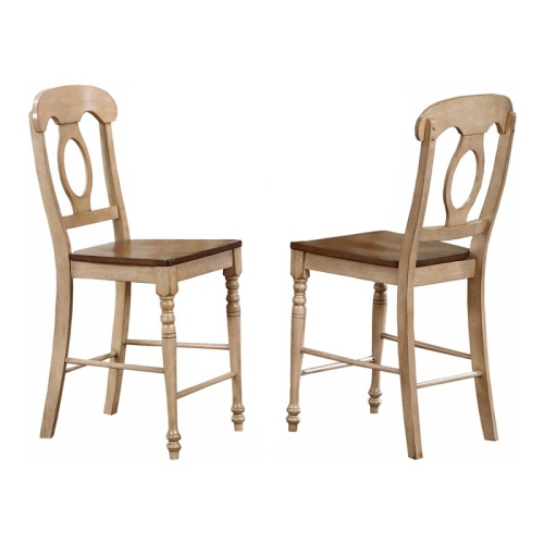 SUNSET TRADING  Brook 24" Wood Napoleon Barstools In Cream (Set Of 2)