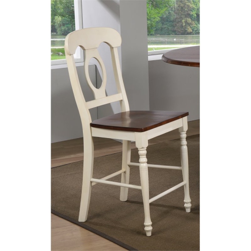 Sunset Trading Andrews 24" Napoleon Wood Barstools in White/Chestnut