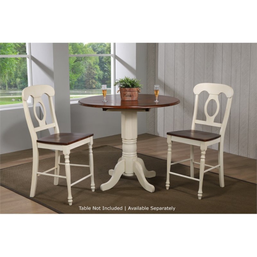 Sunset Trading Andrews 24" Napoleon Wood Barstools in White/Chestnut