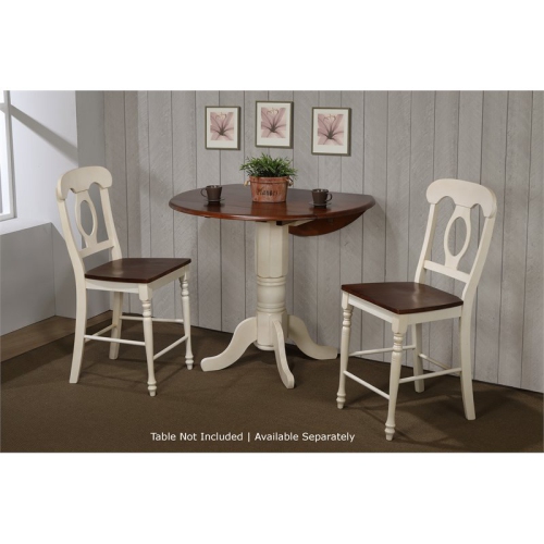 Sunset Trading Andrews 24" Napoleon Wood Barstools in White/Chestnut
