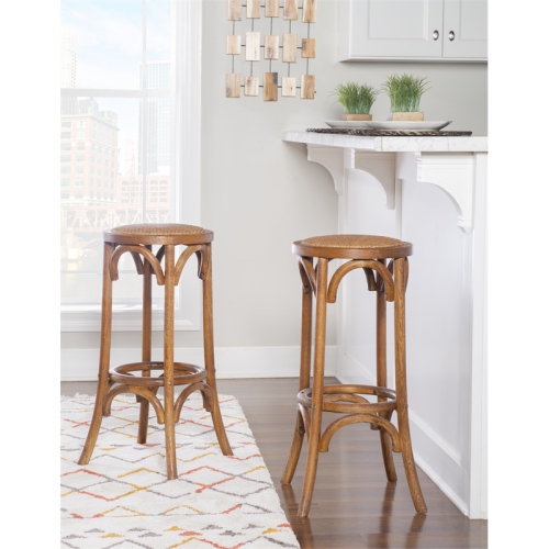 Linon Rae 30" Wood Backless Bar Stool in Brown