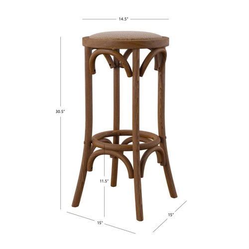 Linon Rae 30" Wood Backless Bar Stool in Brown