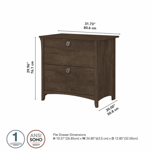 Bush Furniture Salinas 2 Drawer File Cabinet in Ash Brown
