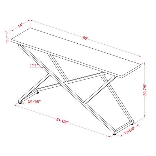 Furniture of America Mergo Wood Rectangular Console Table in Chrome and White