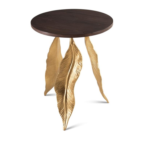 Steve Silver Verna Gold Leaf-shaped Metal Base Accent Table